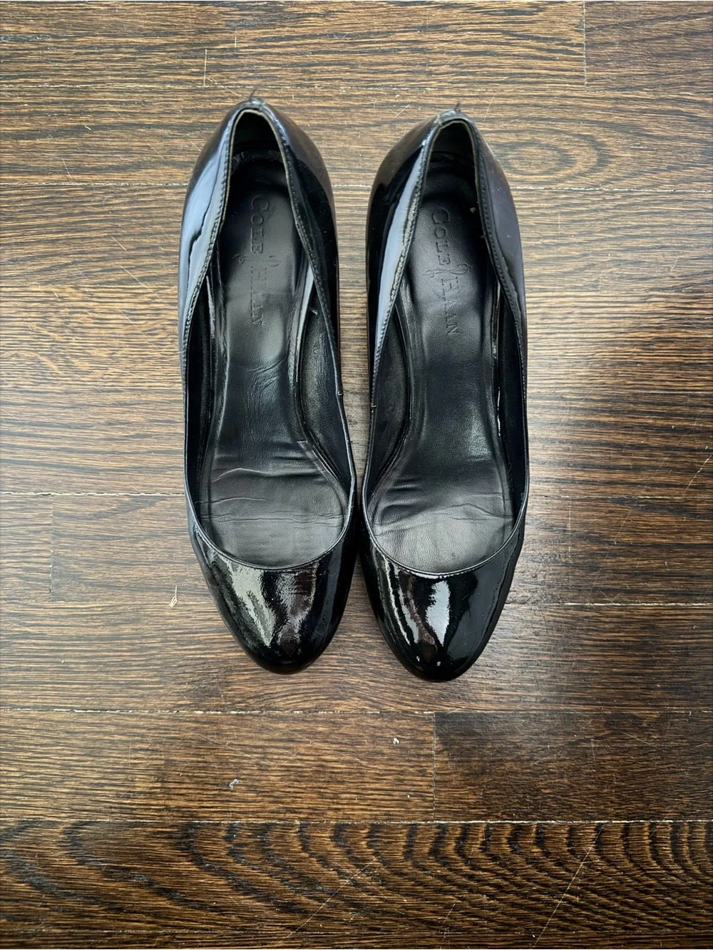 Cole Haan Black Patent Mid Heel Pumps